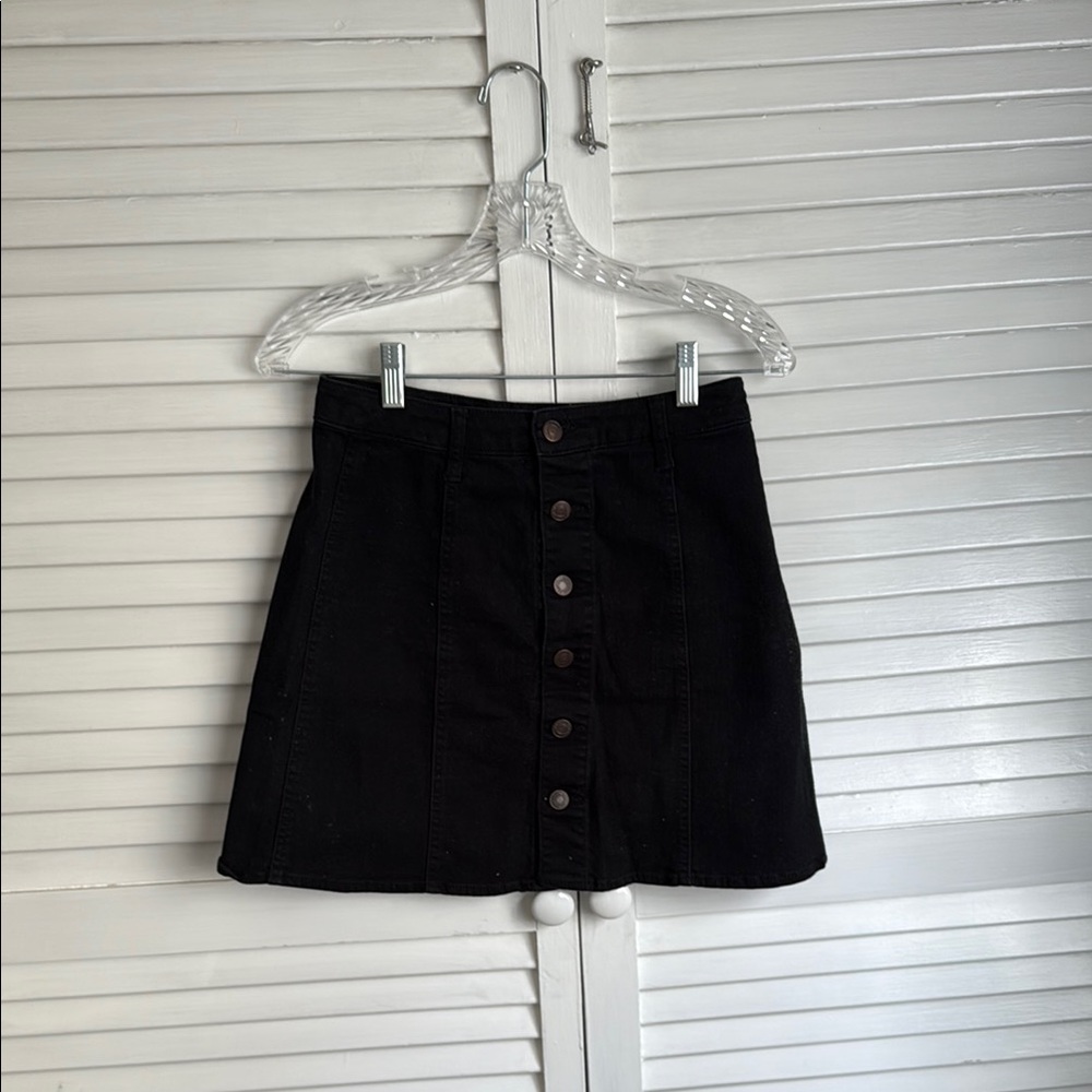 Classic Black Button-Up Skirt